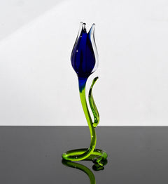 Glass Flower Sculpture, Glass Birth Month Flower with Stem - Glass Sculpture - Blown Glass Tulip - Whimsical Decor & Mothers Gift for Her