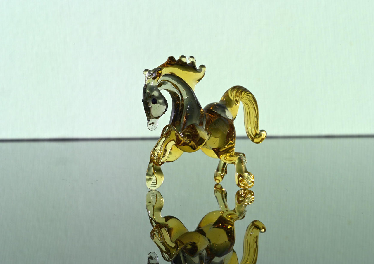 Lampwork Glass Horse Figurine: Handmade Art Glass Statue
