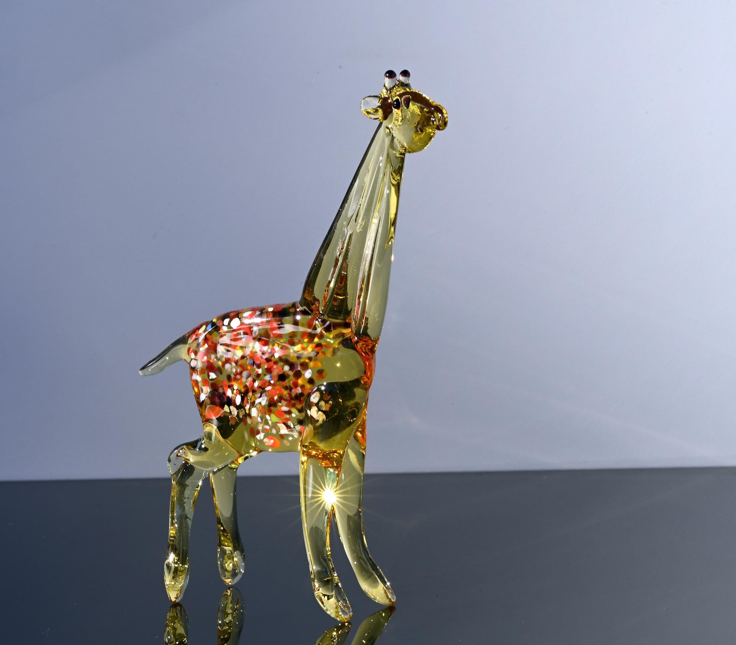 Handmade Glass Giraffe Figurine: Flame Work Animal Sculpture, 9 inch