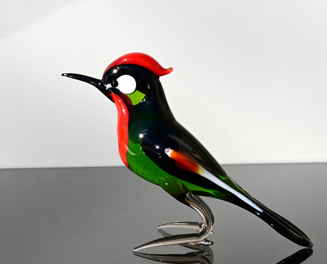 Woodpecker, Pileated Woodpecker, Glass Bird Figurine, Bird Sculpture, Bird Decor, Bird Lover Gifts, Glass Bird, Bird Art, Bird Gifts