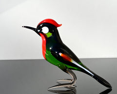 Woodpecker, Pileated Woodpecker, Glass Bird Figurine, Bird Sculpture, Bird Decor, Bird Lover Gifts, Glass Bird, Bird Art, Bird Gifts