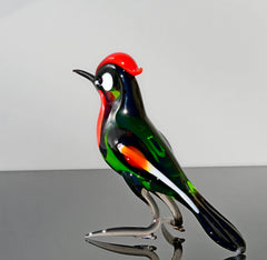 Woodpecker, Pileated Woodpecker, Glass Bird Figurine, Bird Sculpture, Bird Decor, Bird Lover Gifts, Glass Bird, Bird Art, Bird Gifts