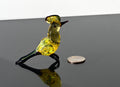 Handmade Yellow Glass Bird Figurine: Collectible Art Glass Sculpture