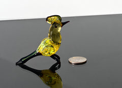 Handmade Yellow Glass Bird Figurine: Collectible Art Glass Sculpture