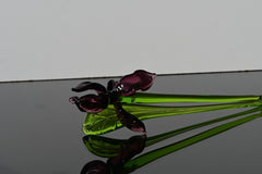 Purple Glass Iris Stem – 8" Handblown Art Glass Flower, Forever Bloom Gift, Luxury Home Décor Accent, Unique Keepsake Botanical Sculpture