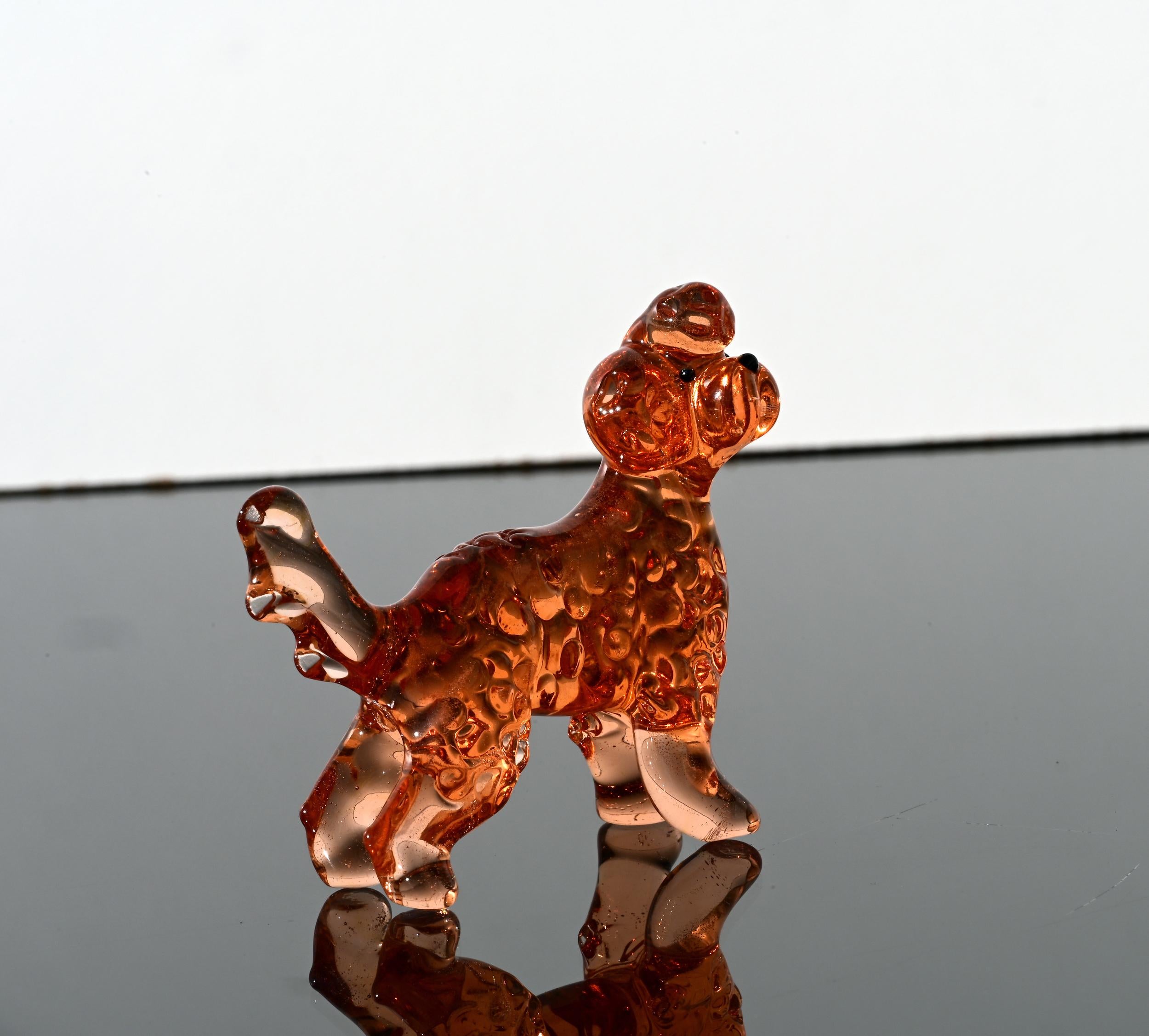 Meet Realistic Looking hand-blown Labradoodle, Unique statue in glass.