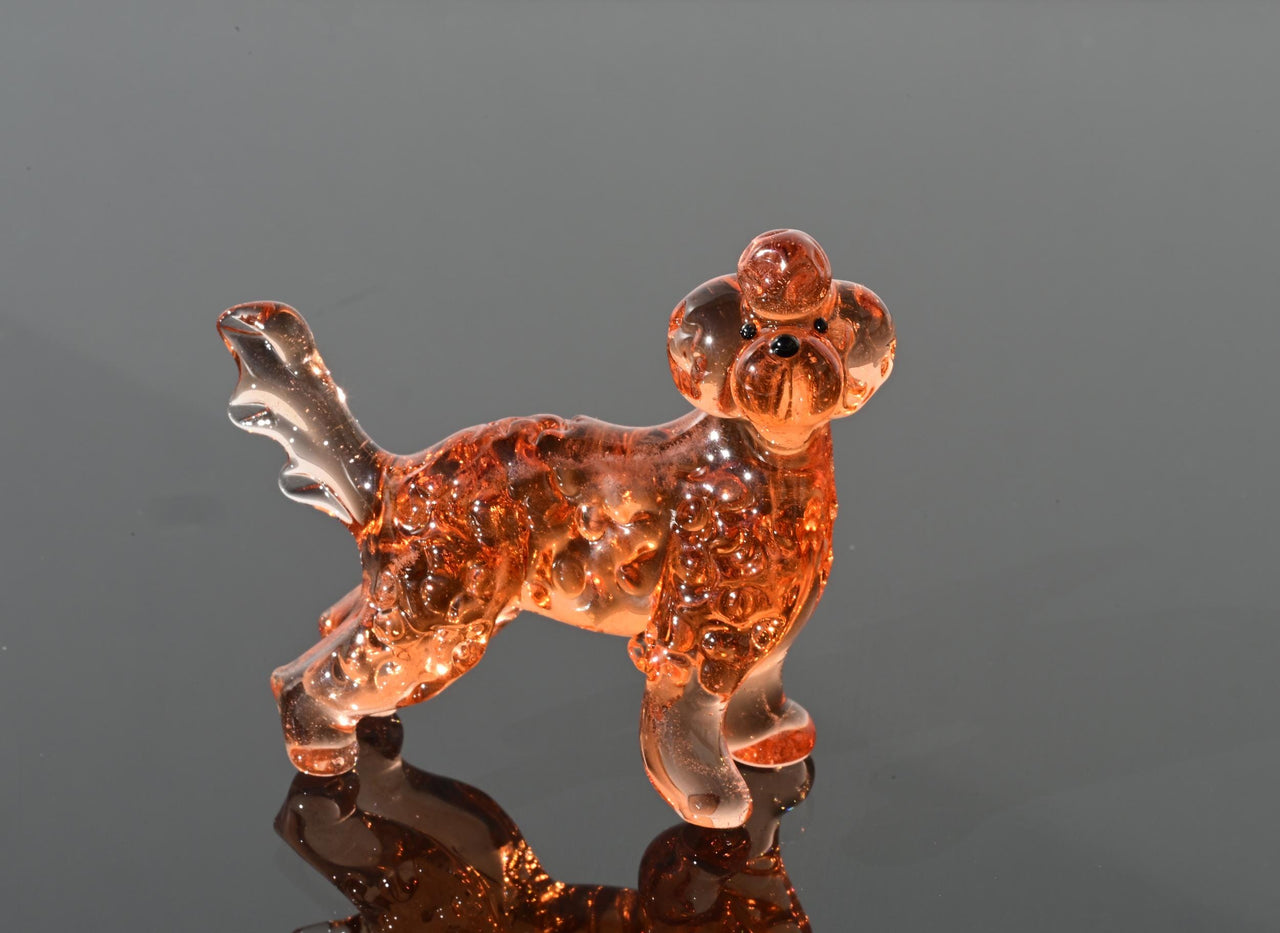 Meet Realistic Looking hand-blown Labradoodle, Unique statue in glass.