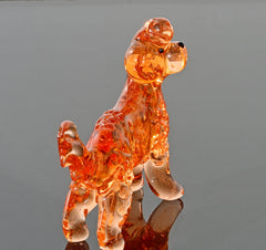 Meet Realistic Looking hand-blown Labradoodle, Unique statue in glass.