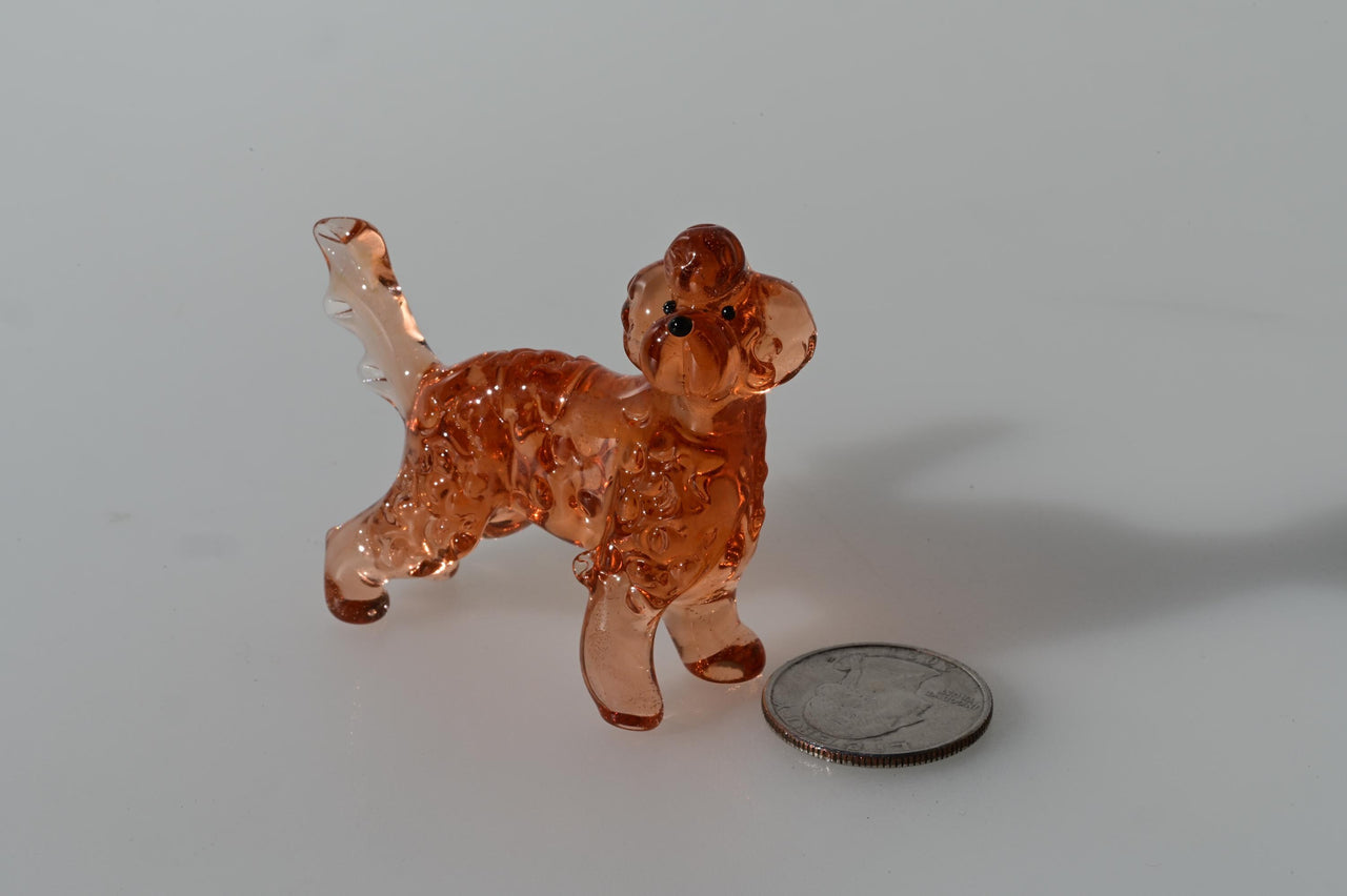Meet Realistic Looking hand-blown Labradoodle, Unique statue in glass.