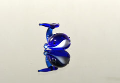 Miniature Blue Glass Whale: Tiny Glass Menagerie Figurine