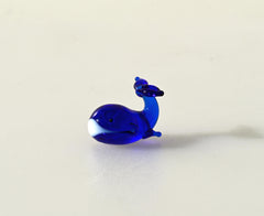 Miniature Blue Glass Whale: Tiny Glass Menagerie Figurine