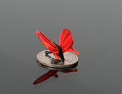 Tiny Red Glass Butterfly Figurine: Flame-Worked Sculpture, 1 Inch