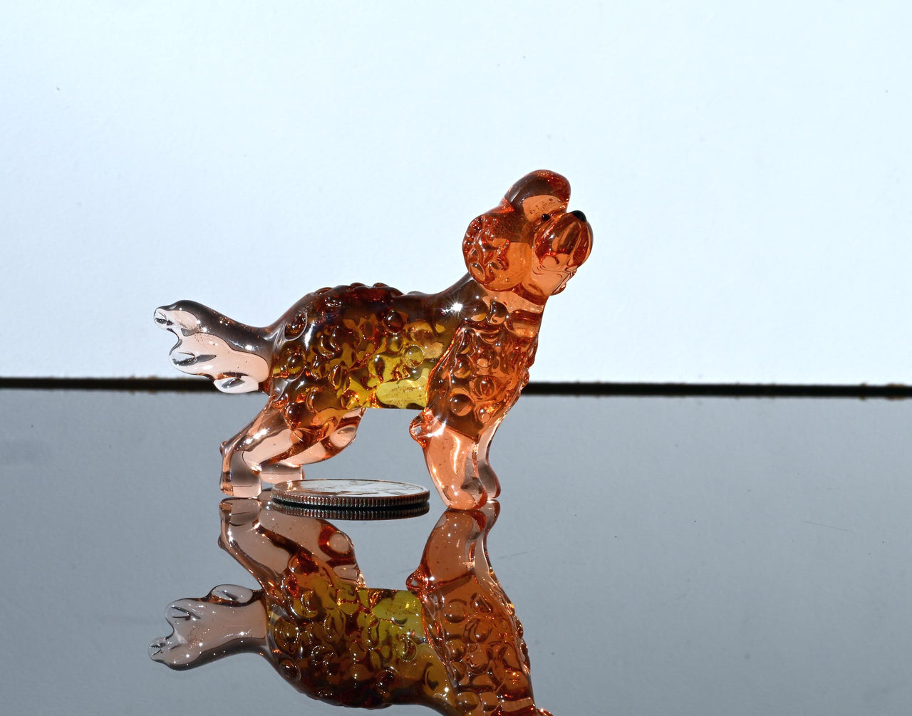 Hand-Blown Glass Labradoodle Statue: Unique Art Glass Figurine