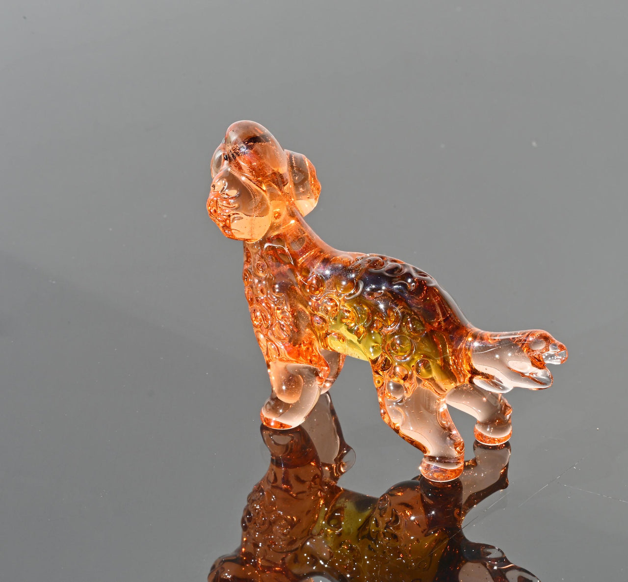 Hand-Blown Glass Labradoodle Statue: Unique Art Glass Figurine