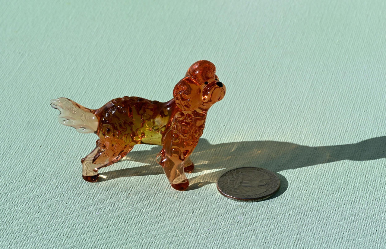 Hand-Blown Glass Labradoodle Statue: Unique Art Glass Figurine