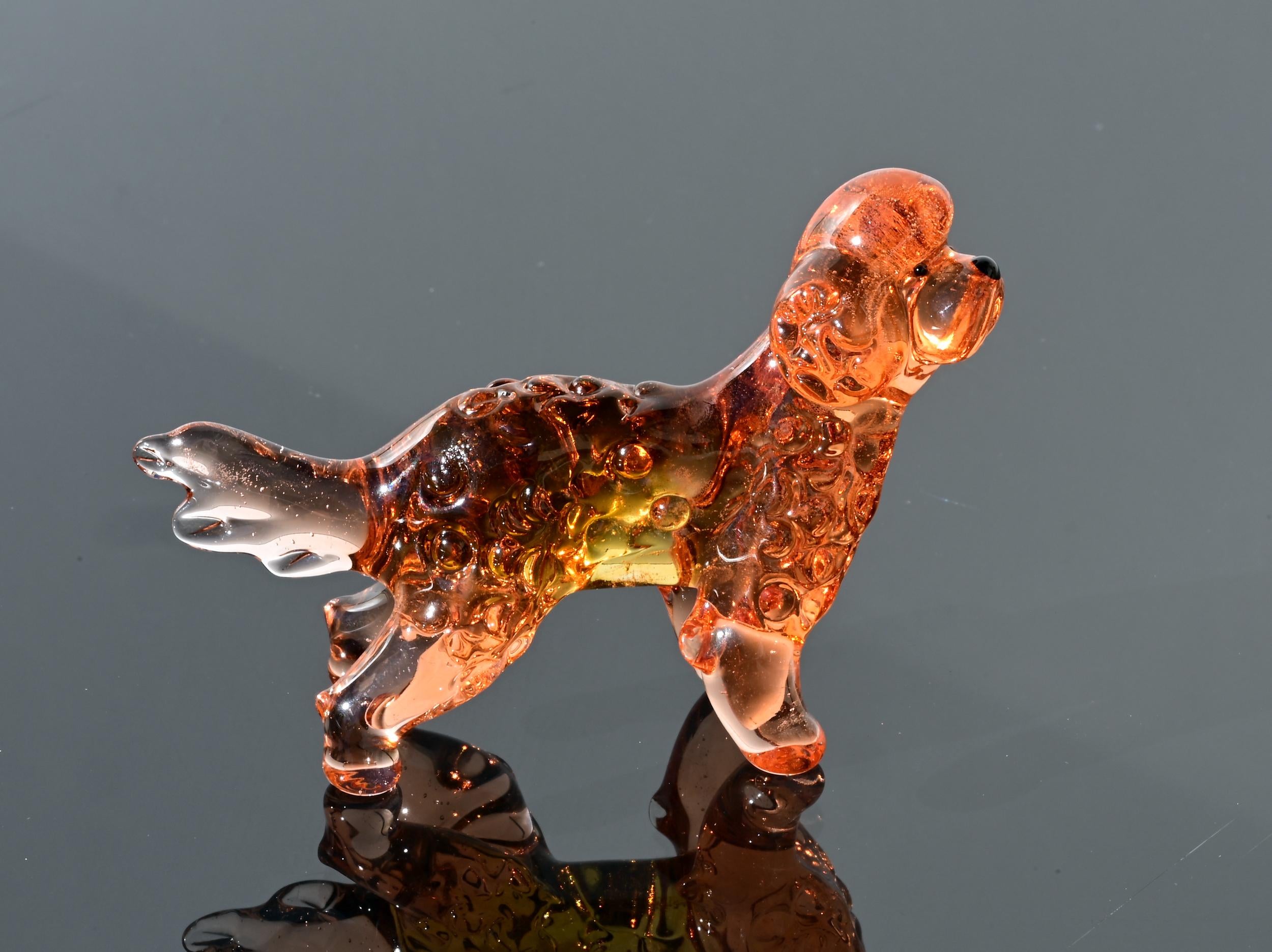 Hand-Blown Glass Labradoodle Statue: Unique Art Glass Figurine