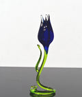 Handmade Cobalt Blue Glass Tulip Sculpture: Flame Work Art Glass