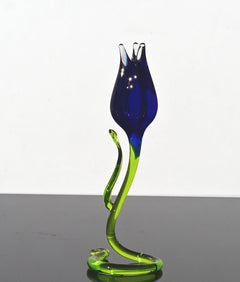 Glass Flower Sculpture, Glass Birth Month Flower with Stem - Glass Sculpture - Blown Glass Tulip - Whimsical Decor & Mothers Gift for Her