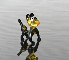 Cartoonish hand-blown glass Bulldog. Detailed figurine with character and personality. Excellent addition to your collection.