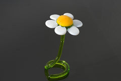Glass Daisy Flower – Hand Blown Freestanding Sculpture – Unique Floral Gift Decor