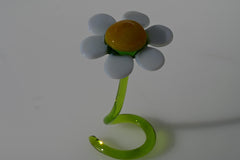 Glass Daisy Flower – Hand Blown Freestanding Sculpture – Unique Floral Gift Decor