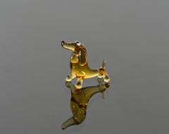 Hand-Blown Glass Dachshund Figurine: Miniature Art Glass Sculpture