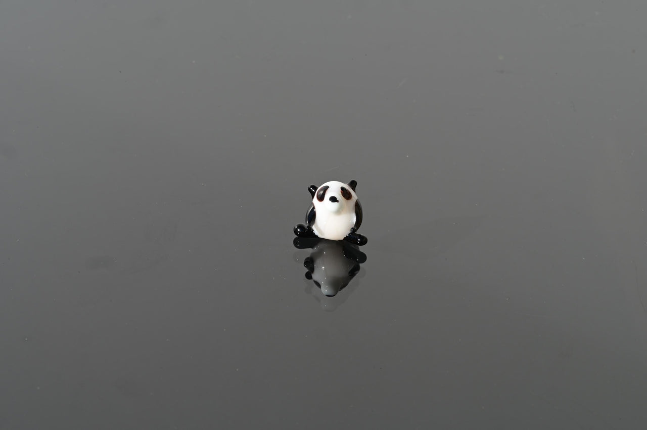 Tiny Glass Panda Figurine: Lampwork Miniature Animal