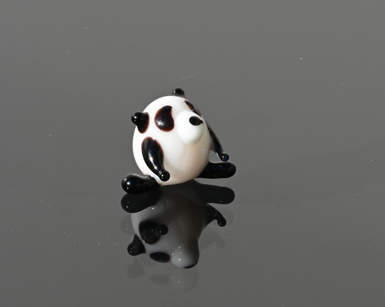 Tiny Glass Panda Figurine: Lampwork Miniature Animal