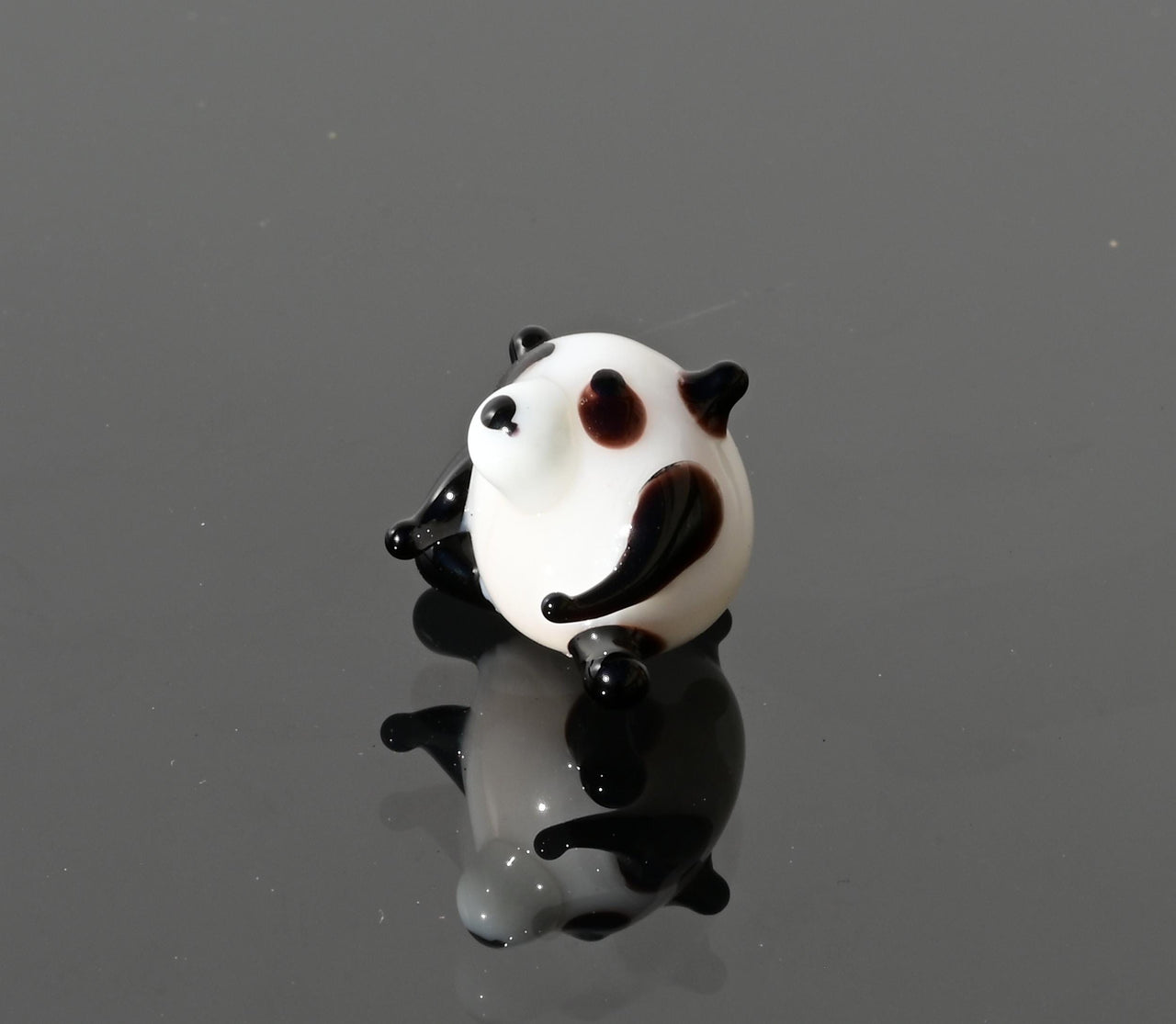 Tiny Glass Panda Figurine: Lampwork Miniature Animal