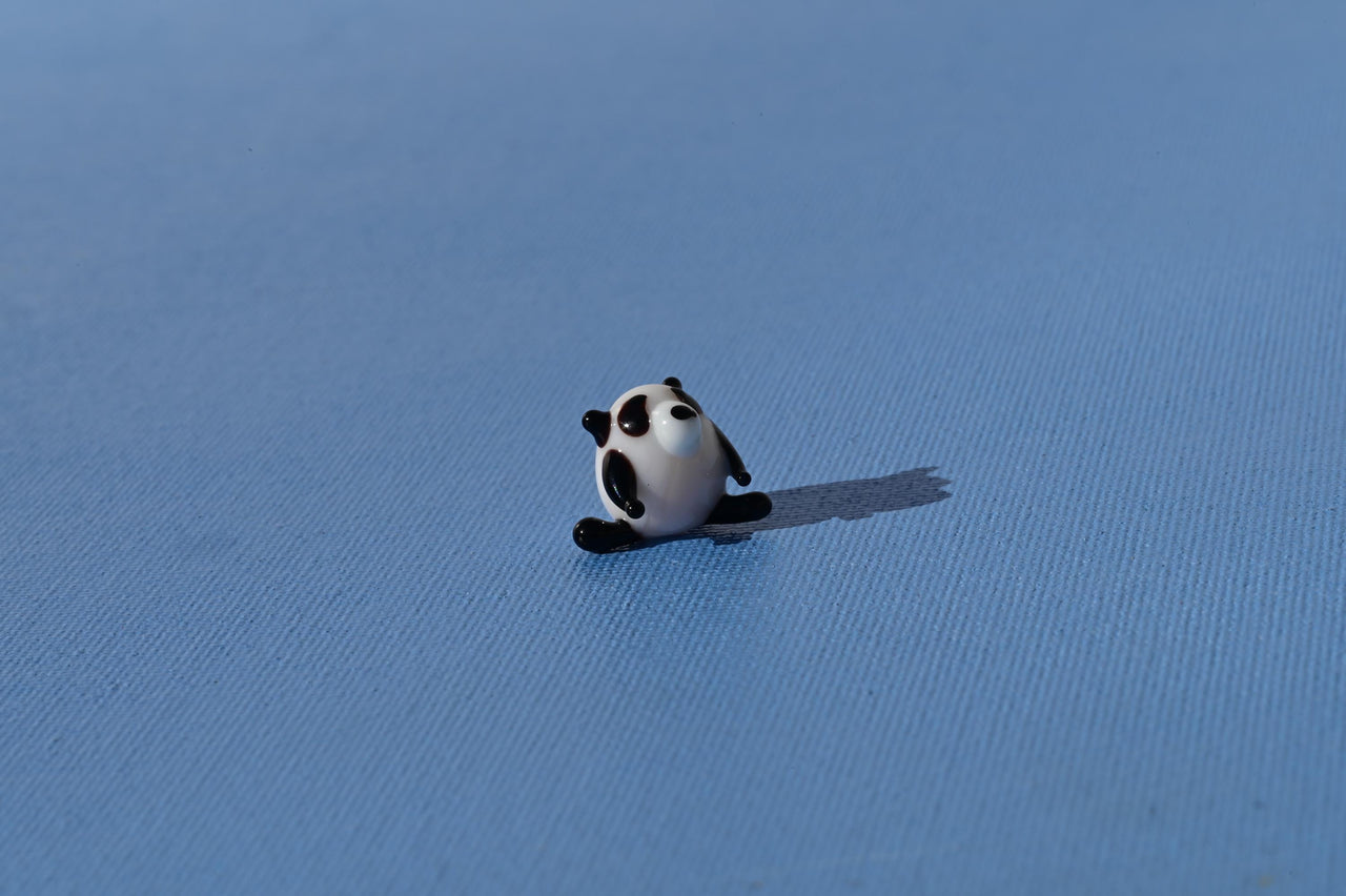 Tiny Glass Panda Figurine: Lampwork Miniature Animal