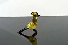 Handmade Yellow Glass Bird Figurine: Collectible Art Glass Sculpture