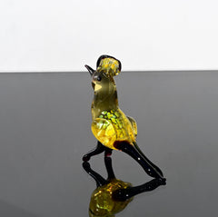 Handmade Yellow Glass Bird Figurine: Collectible Art Glass Sculpture