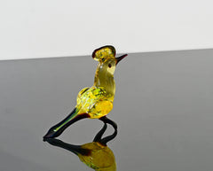 Handmade Yellow Glass Bird Figurine: Collectible Art Glass Sculpture