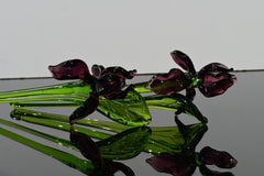 Purple Glass Iris Stem – 8" Handblown Art Glass Flower, Forever Bloom Gift, Luxury Home Décor Accent, Unique Keepsake Botanical Sculpture