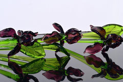 Purple Glass Iris Stem – 8" Handblown Art Glass Flower, Forever Bloom Gift, Luxury Home Décor Accent, Unique Keepsake Botanical Sculpture