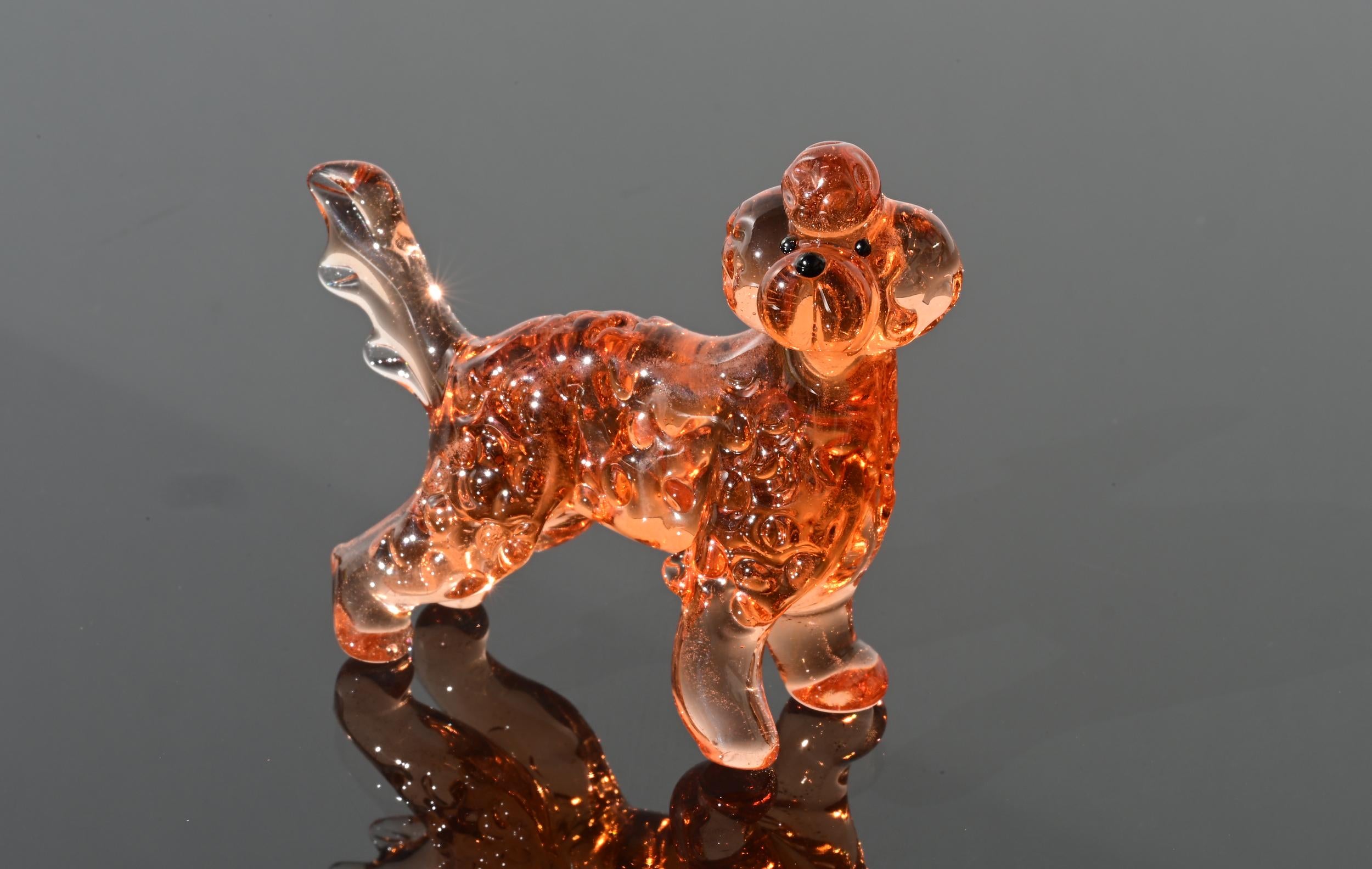Meet Realistic Looking hand-blown Labradoodle, Unique statue in glass.
