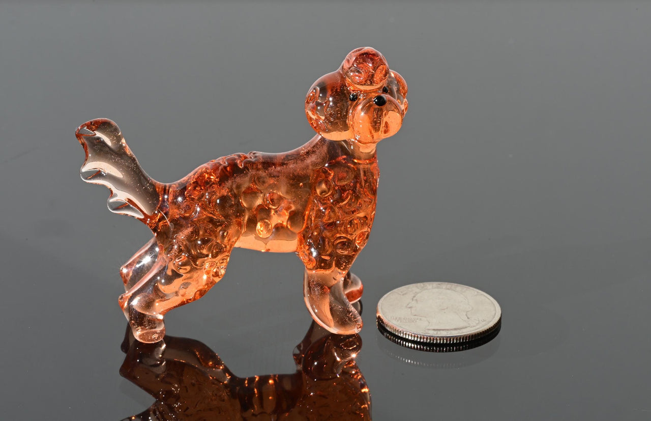 Meet Realistic Looking hand-blown Labradoodle, Unique statue in glass.