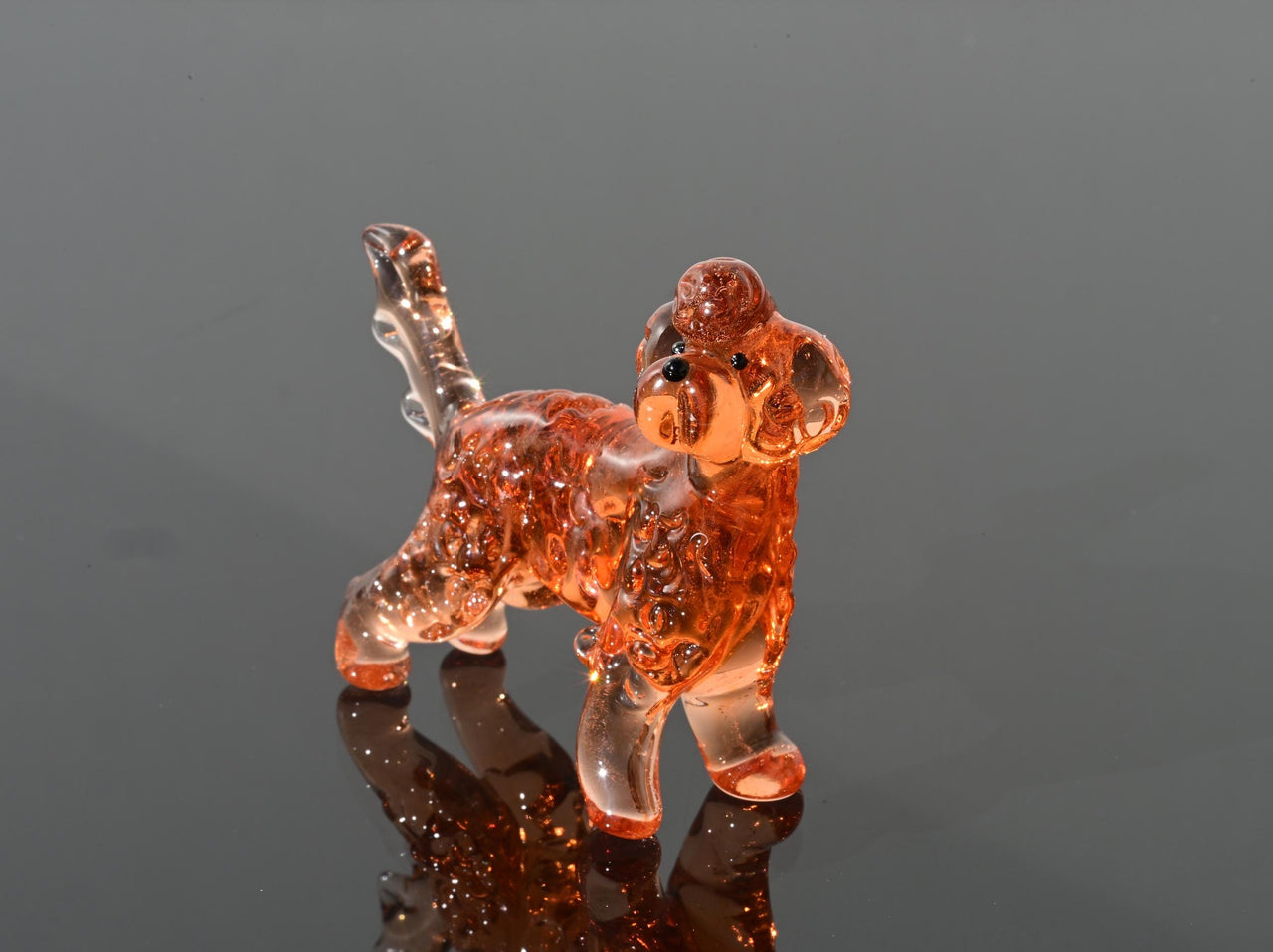 Meet Realistic Looking hand-blown Labradoodle, Unique statue in glass.