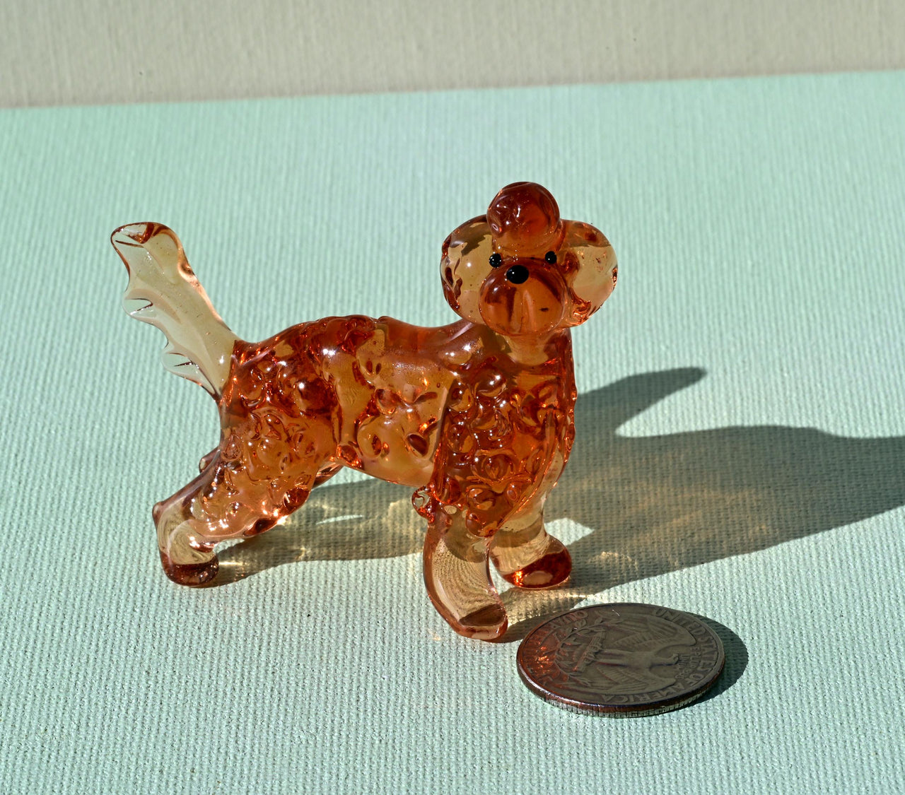 Meet Realistic Looking hand-blown Labradoodle, Unique statue in glass.