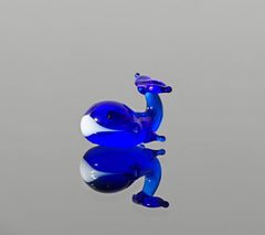 Miniature Blue Glass Whale: Tiny Glass Menagerie Figurine