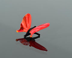 Tiny Red Glass Butterfly Figurine: Flame-Worked Sculpture, 1 Inch