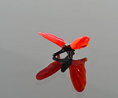 Tiny Red Glass Butterfly Figurine: Flame-Worked Sculpture, 1 Inch
