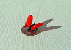 Tiny Red Glass Butterfly Figurine: Flame-Worked Sculpture, 1 Inch