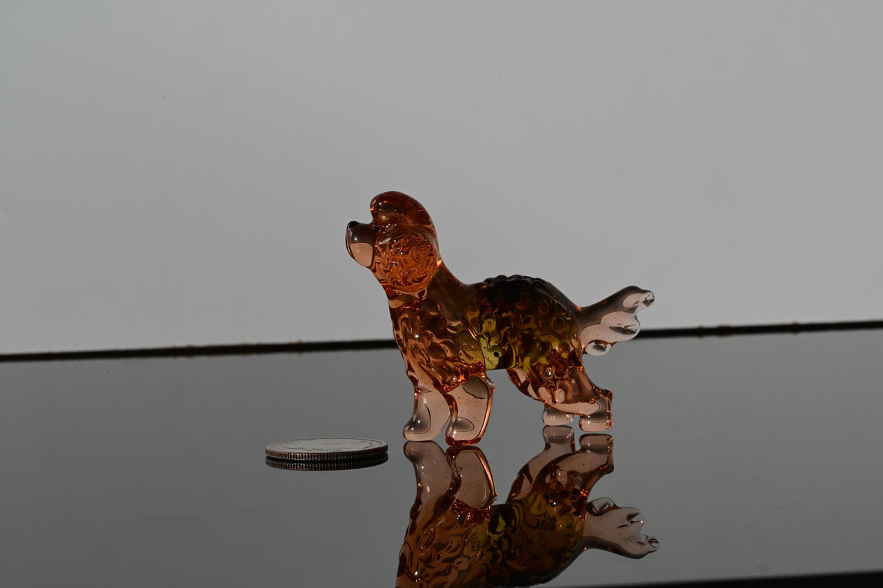 Hand-Blown Glass Labradoodle Statue: Unique Art Glass Figurine