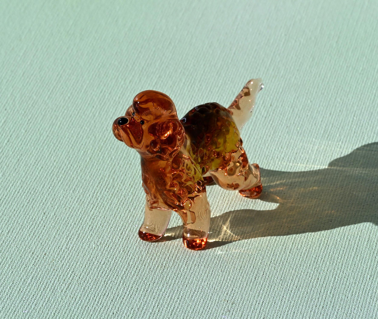 Hand-Blown Glass Labradoodle Statue: Unique Art Glass Figurine