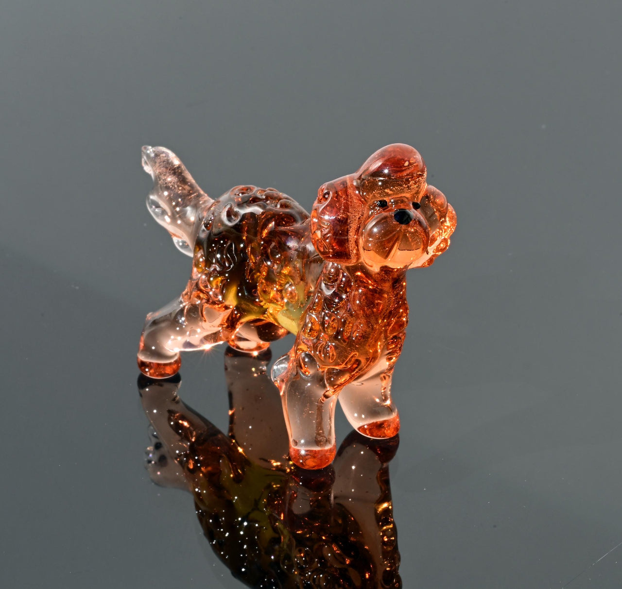 Hand-Blown Glass Labradoodle Statue: Unique Art Glass Figurine