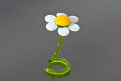 Glass Daisy Flower – Hand Blown Freestanding Sculpture – Unique Floral Gift Decor