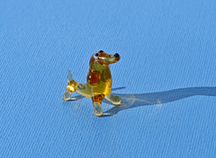 Hand-Blown Glass Dachshund Figurine: Miniature Art Glass Sculpture