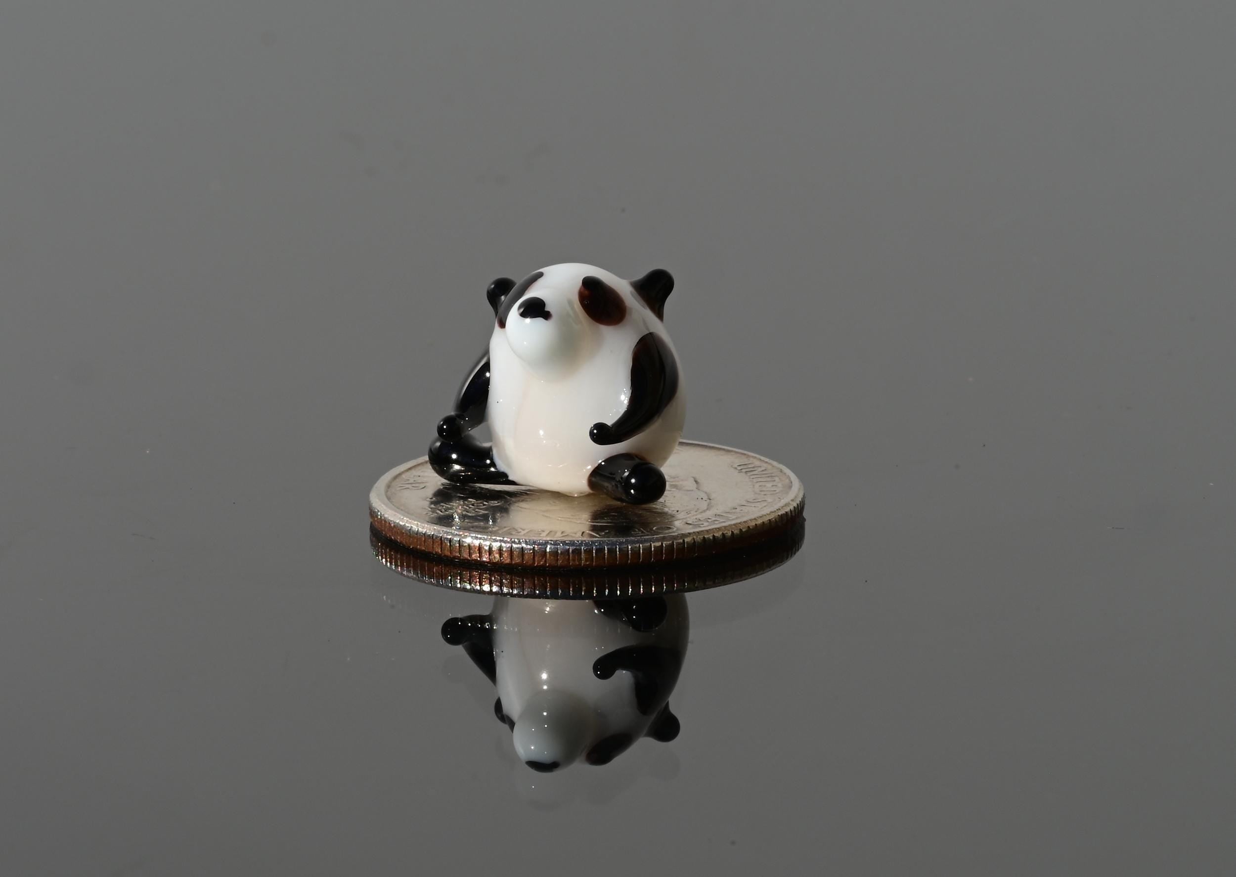 Tiny Glass Panda Figurine: Lampwork Miniature Animal