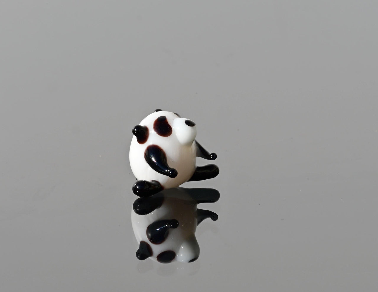 Tiny Glass Panda Figurine: Lampwork Miniature Animal